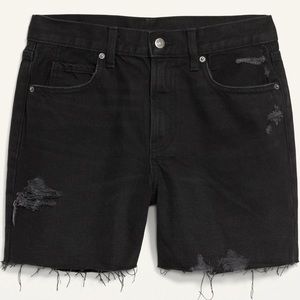Old Navy High Waisted Slouchy Cut Off Black Jean Short
